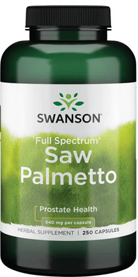 Anteprima per Migliorare la salute della prostata e il flusso delle vie urinarie con un flacone di Swanson Saw Palmetto - 540 mg 250 capsule.