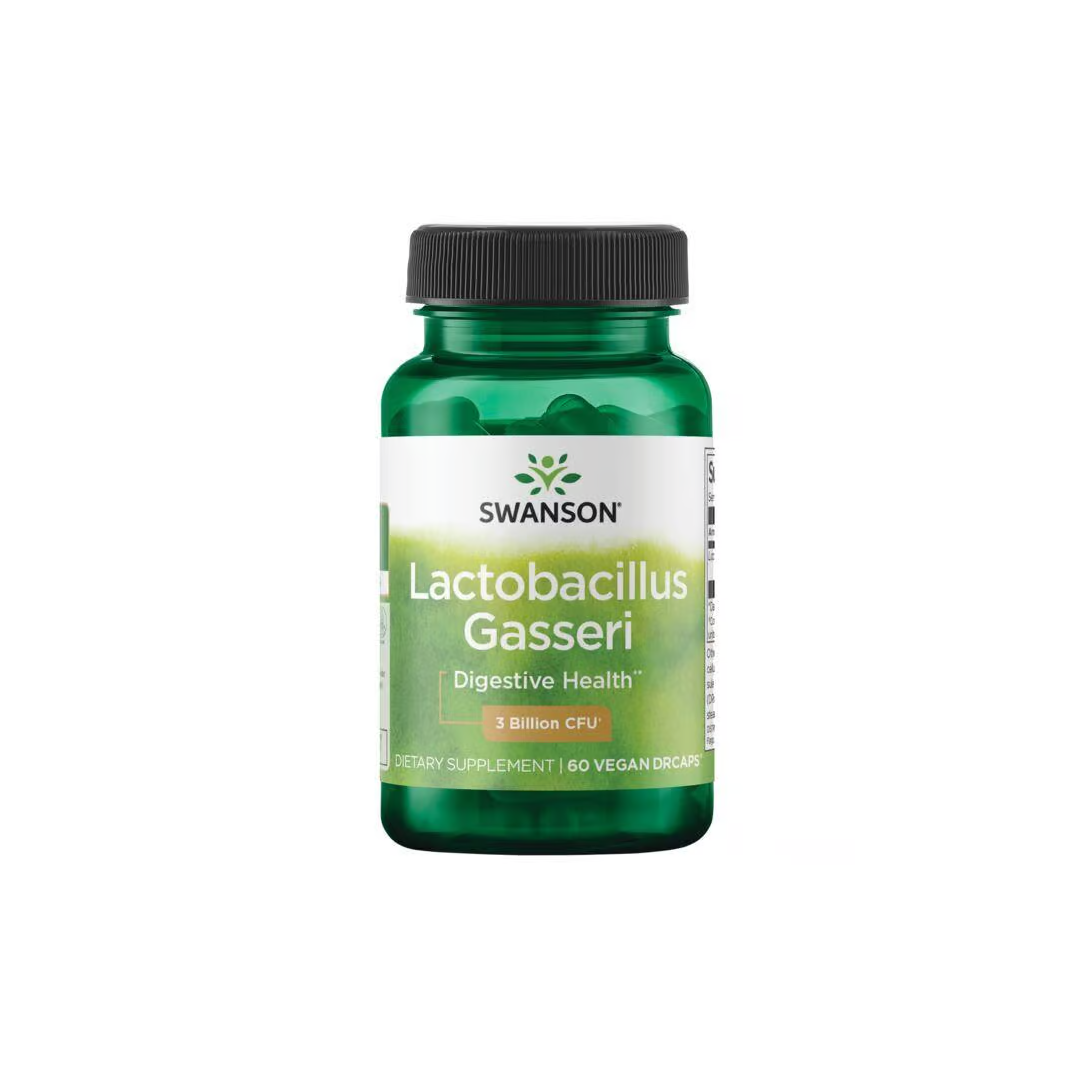 Swanson's Lactobacillus Gasseri 3 billion CFU, offered in 60 Veggie DRCapsules, is expertly crafted for digestive system support.