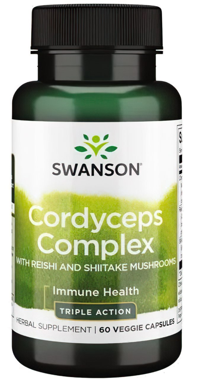 Swanson Complesso di Cordyceps con funghi Reishi e Shiitake 60 capsule vegetali.