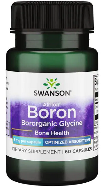 Swanson Albion Boron Bororganic Glycine - 6 mg 60 capsule capsule salute delle ossa.