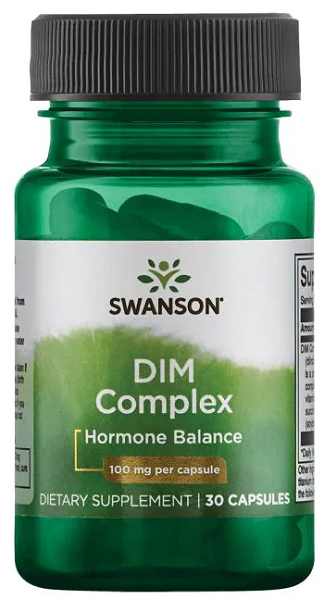 Un flacone di Swanson DIM Complex - 100 mg 30 capsule equilibrio ormonale.