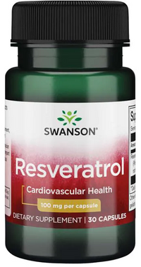 Miniatura per Un flacone di Resveratrolo di Swanson- 100 mg 30 capsule, che offre protezione antiossidante per la longevità cellulare.