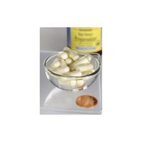 Thumbnail for A glass bowl with white capsules rests beside a penny, indicating their small size. A blurred 