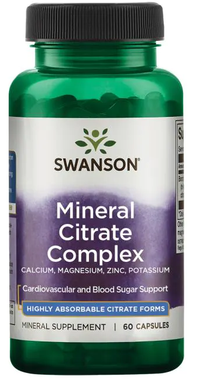 La miniatura di Swanson Multi Mineral Citrate - Calcium, Magnesium, Zinc, Potassium - 60 capsule è un integratore in forma di citrato altamente assorbibile che supporta il metabolismo dei lipidi nel sangue e il metabolismo del glucosio nel sangue.
