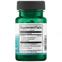 Thumbnail for Swanson's 5-HTP (Hydroxytryptophan) 100 mg Extra Strength capsules feature a label with Supplement Facts and contain 100 mg of 5-HTP from Griffonia simplicifolia to support serotonin levels, with rice flour and gelatin as additional ingredients.