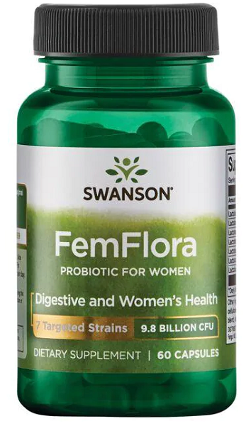 Un flacone di FemFlora Probiotic for Women di Swanson- 60 capsule.