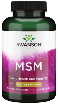Thumbnail for Swanson MSM 1000 mg 120 caps è un integratore che sostiene i tessuti connettivi e promuove la salute delle articolazioni. Migliorando le strutture di collagene, aiuta a migliorare la mobilità generale.