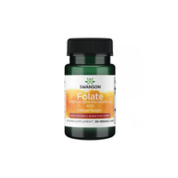 Thumbnail for Swanson Folate 5-MTHF, with 800 mcg per capsule and enhanced using Quatrefolic technology, offers high potency for cellular health in a bioactive form. Includes 30 veggie capsules to effectively support your wellness journey.