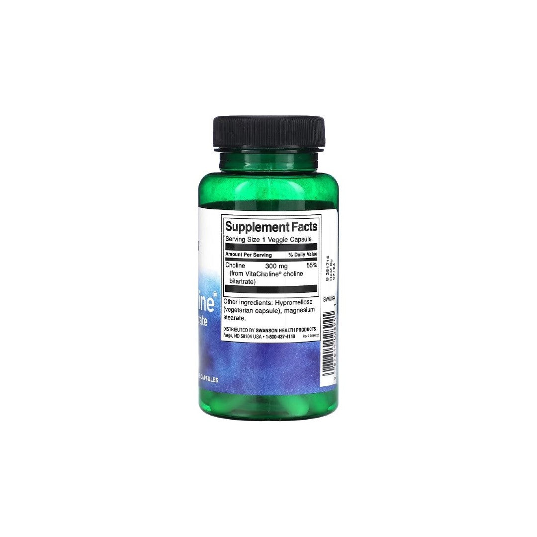 VitaCholine Choline Bitartrate 300 mg 60 Veggie Capsules - supplement facts