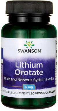 Miniatura per Swanson Litio Orotato - 5 mg 60 capsule vegetali.