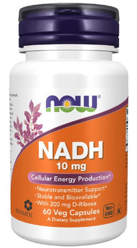 Miniature per Now Foods NADH 10 mg 60 Capsule Vegetali supportano la produzione di energia e il sistema immunitario, riducendo la stanchezza e l'affaticamento.