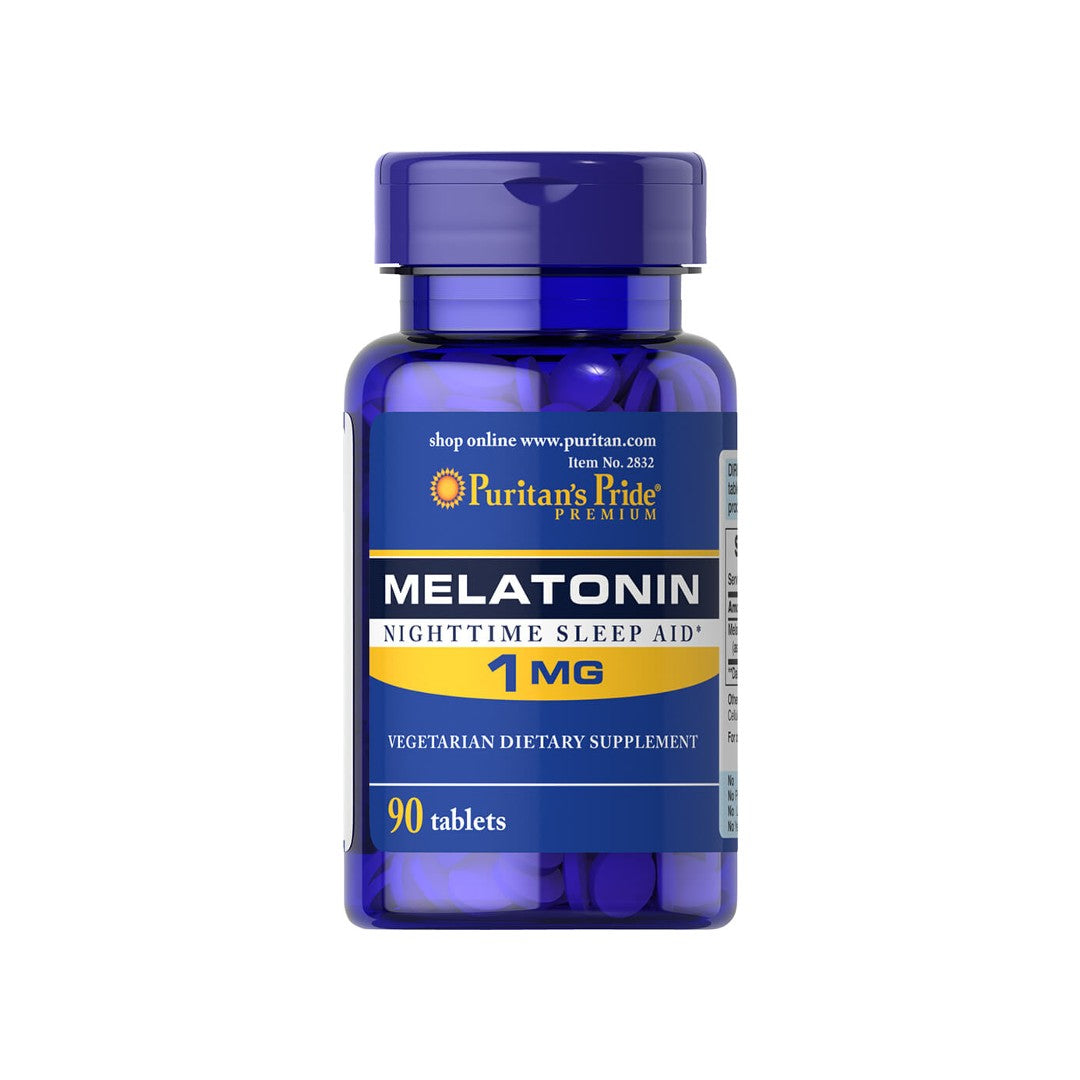 Il flacone di Puritan's Pride Melatonina 1 mg 90 Compresse.