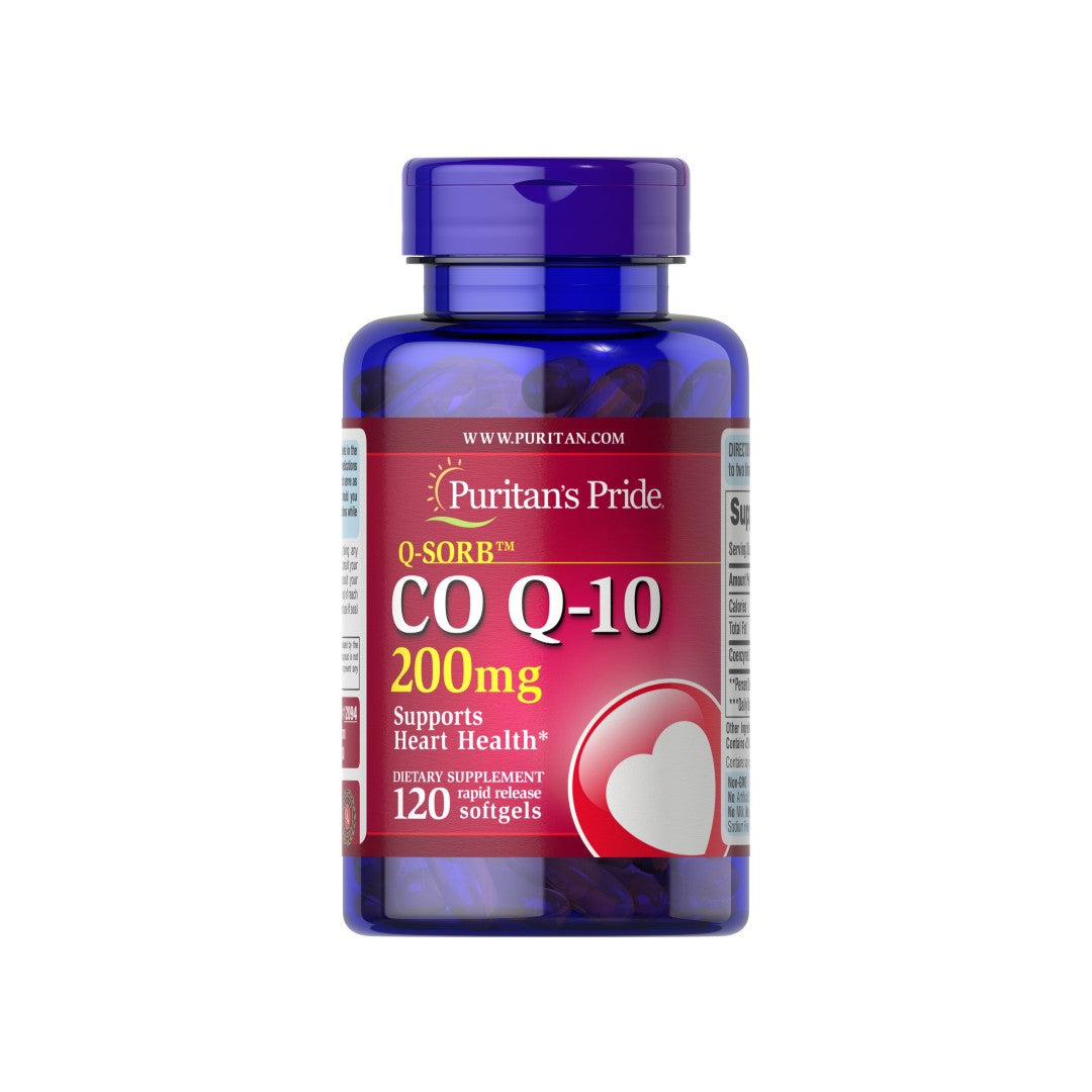 Un flacone di Coenzima Q10 a rilascio rapido 200 mg 120 gel Q-SORB™ di Puritan's Pride.
