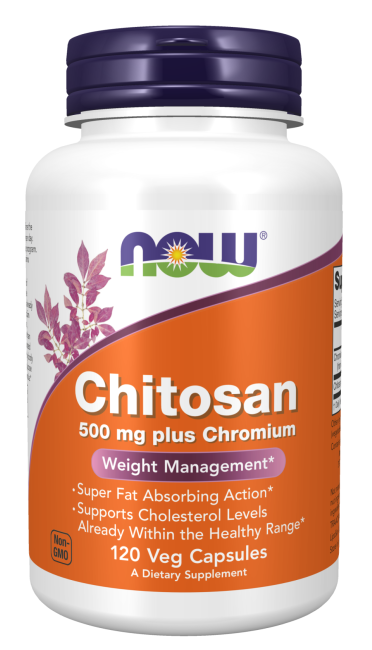 Now Foods Chitosano 500 mg più cromo 120 capsule vegetali.