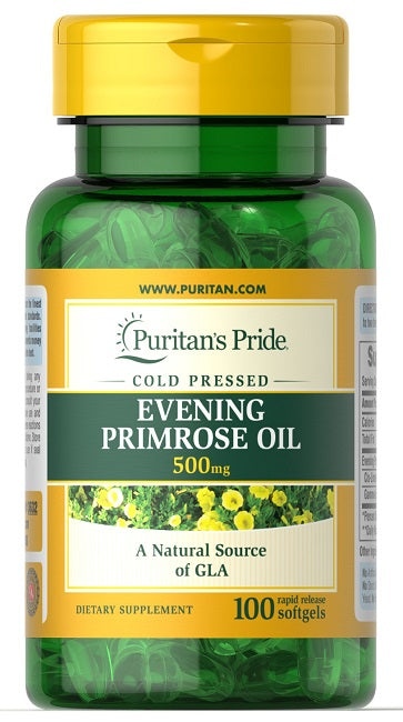 Puritan's Pride Olio di enotera 500 mg con GLA 100 Capsule molli a rilascio rapido.
