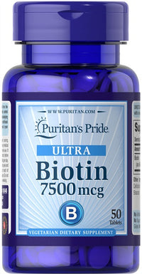 Miniature per Puritan's Pride Biotin 7,5 mg - integratore alimentare in compresse da 50 compresse.