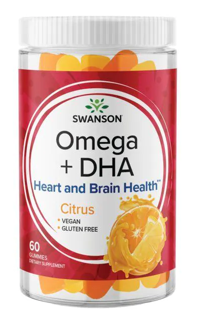 Swanson Omega Plus DHA 60 gommine - Citrus offre acidi grassi essenziali per un cuore, un cervello e un benessere generale più sani. Queste gommine supportano i livelli di colesterolo e trigliceridi.