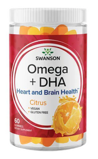 Thumbnail for Swanson Omega Plus DHA 60 gummies - Citrus offre acidi grassi essenziali per un cuore, un cervello e un benessere generale più sani. Queste gommine supportano i livelli di colesterolo e trigliceridi.