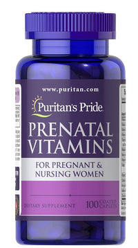 Anteprima di Puritan's Pride Prenatal Vitamins 100 Caplets, studiate per le donne in gravidanza e in allattamento, arricchite con acido folico.
