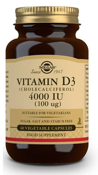 Solgar Vitamin D3 4000 IU 60 Vegetarian Capsules promote healthy bones and teeth by supporting the immune system.