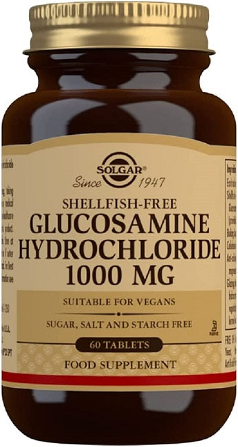 Un barattolo di Solgar's Glucosamina cloridrato 1000 mg 60 compresse.