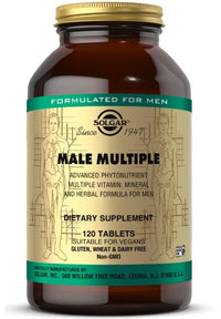 Anteprima di un flacone di Solgar Male Multiple Multivitamins & Minerals for Men 120 Tablets.