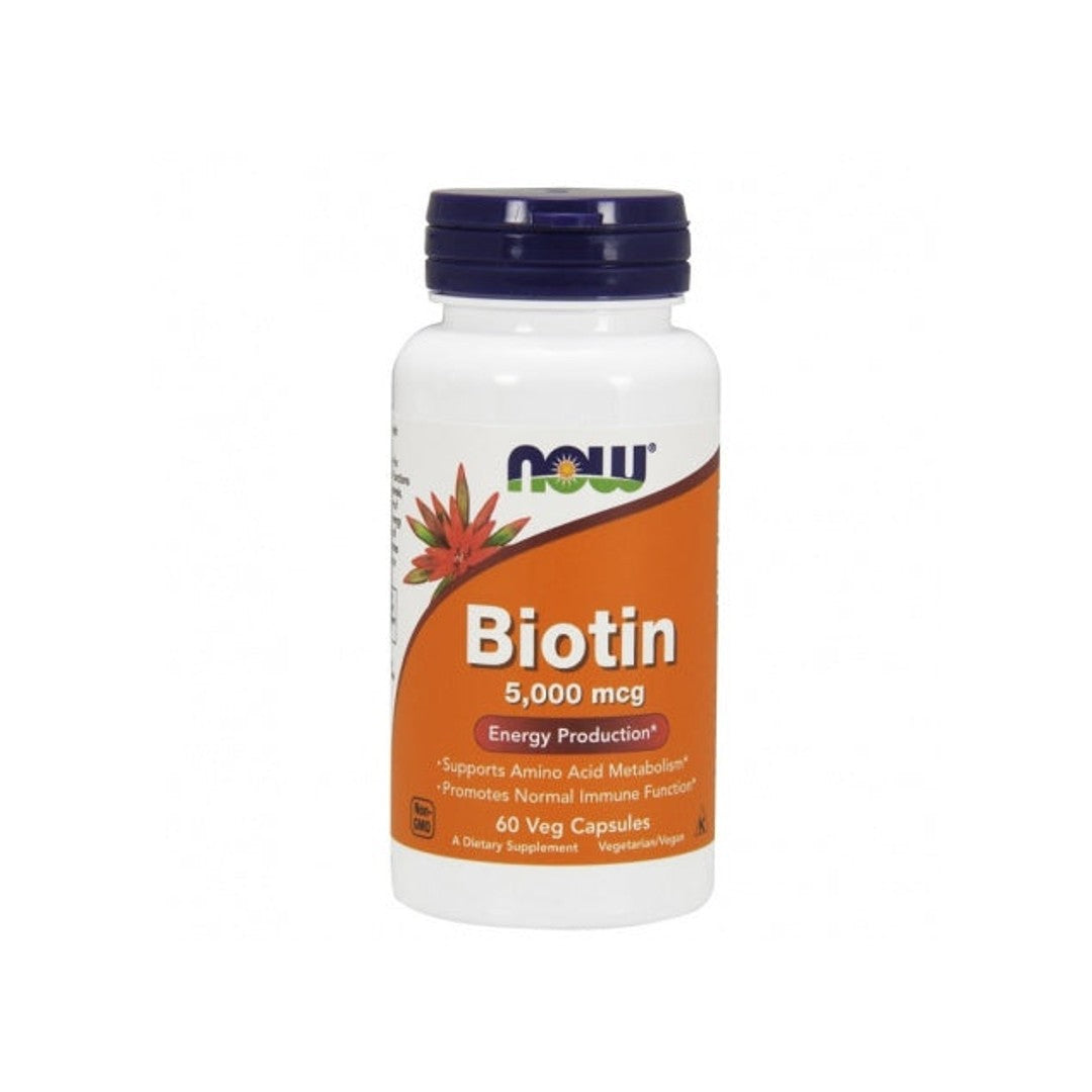 Now Foods Biotina 5000 mcg 60 capsule vegetali - integratore alimentare.