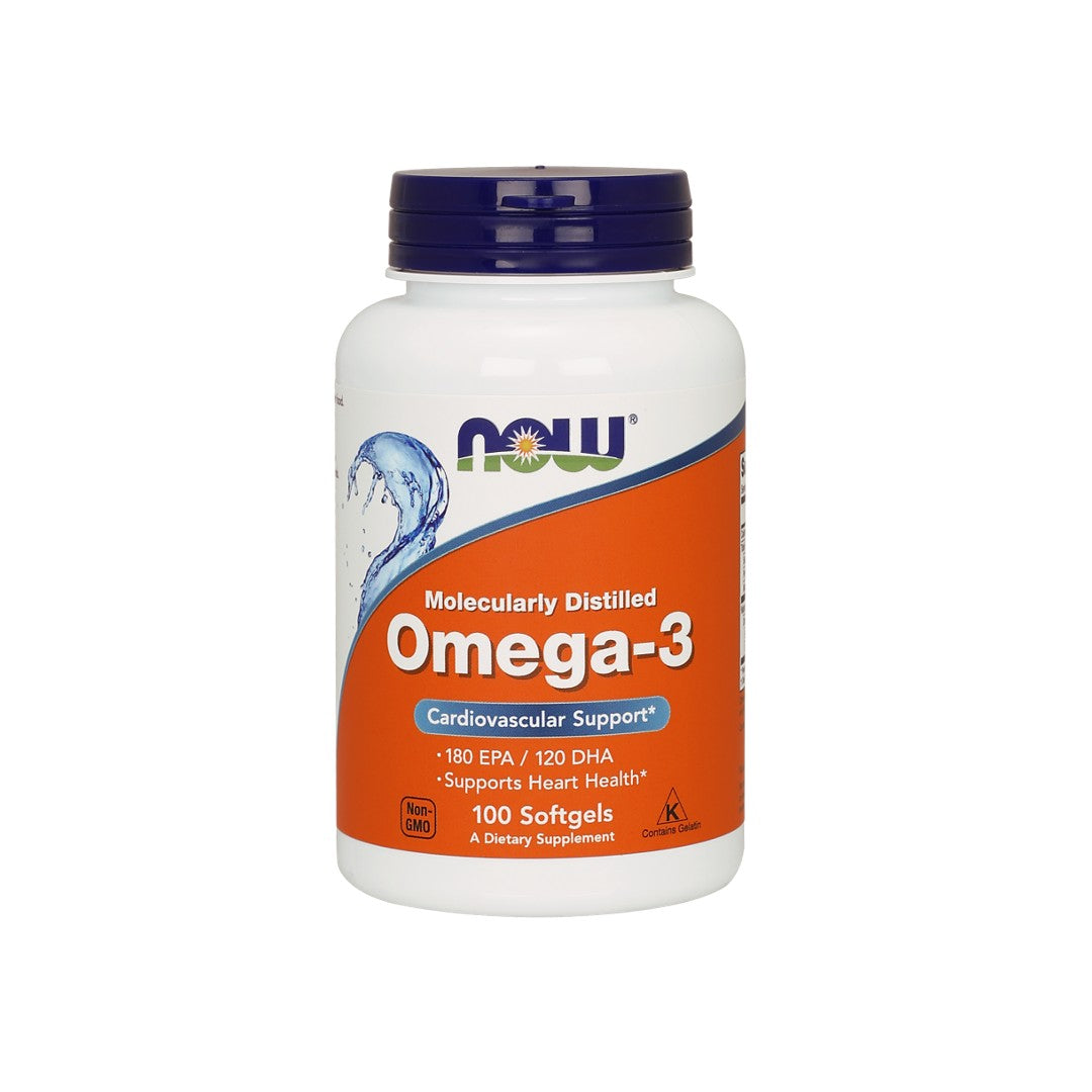 Now Foods Omega-3 180 EPA/120 DHA 100 softgel, un potente integratore di olio di pesce noto per la sua capacità di sostenere la salute del cuore e ridurre il rischio di malattie cardiache.