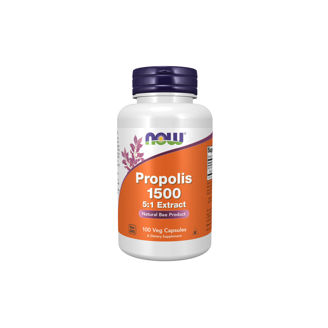 Prova il potere della propoli delle api con Now Foods Propolis 1500 mg 100 Capsule Vegetali, un potente superfood per la salute delle vie respiratorie.