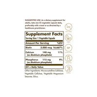 Miniatura di un'etichetta dell'integratore alimentare Solgar's Super Potency 50 V Caps con una descrizione degli ingredienti.