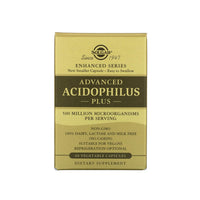 Una confezione di Solgar's Advanced Acidophilus Plus 60 capsule vegetali.
