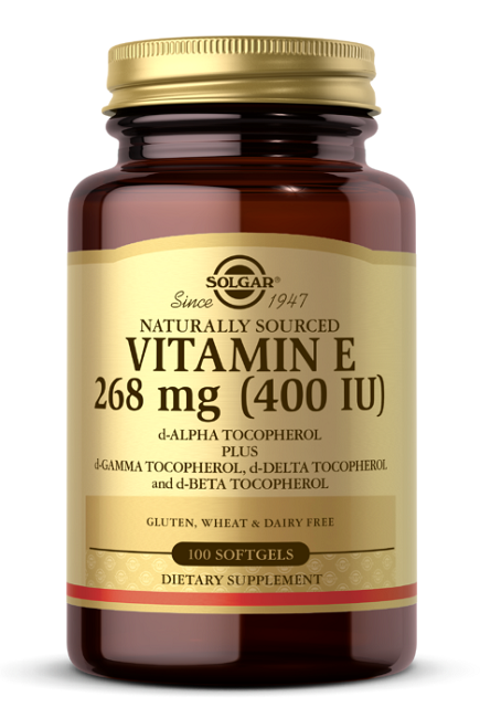 Solgar Vitamina E 268 mg (400 UI) 100 Capsule Morbide per la salute cardiovascolare e il supporto antiossidante.