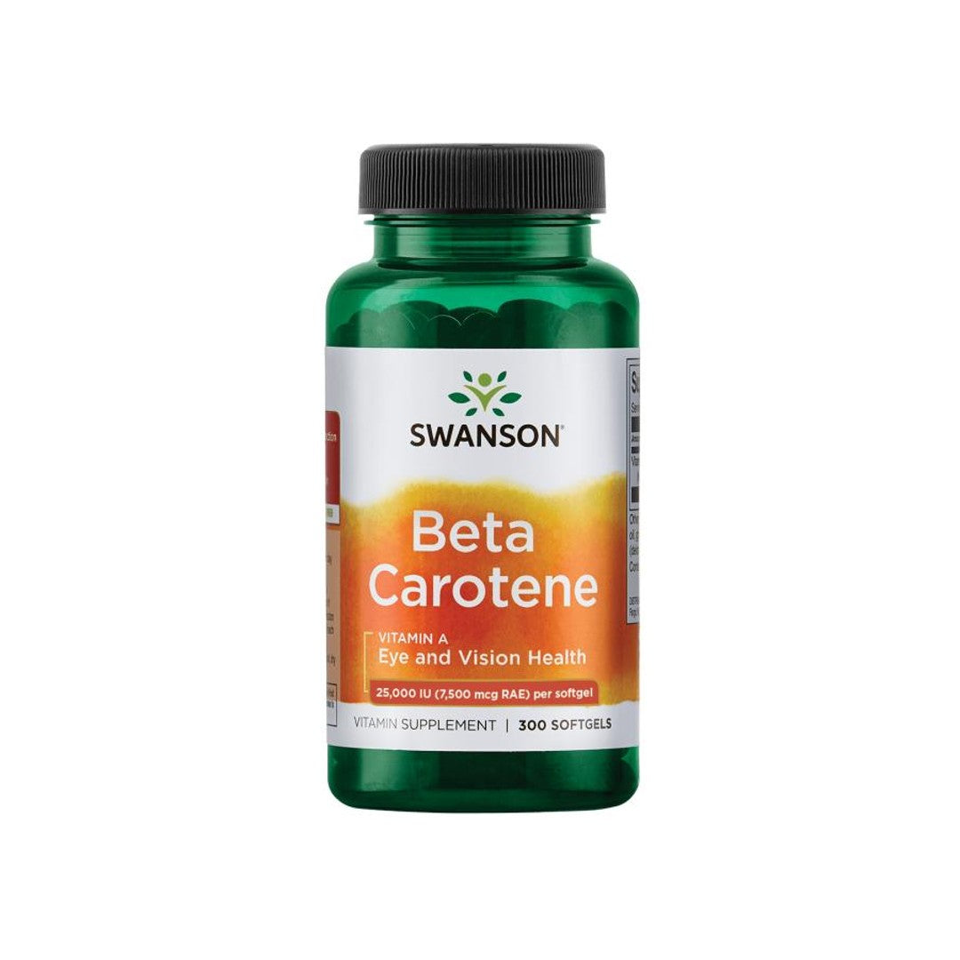Swanson Beta-Carotene è un integratore alimentare con 25000 UI di vitamina A in capsule, in confezione da 300 softgel.