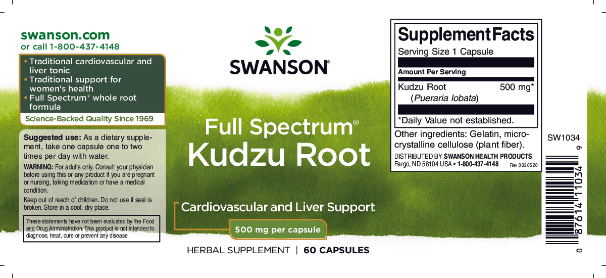 Radice di Kudzu - 500 mg 60 capsule - etichetta