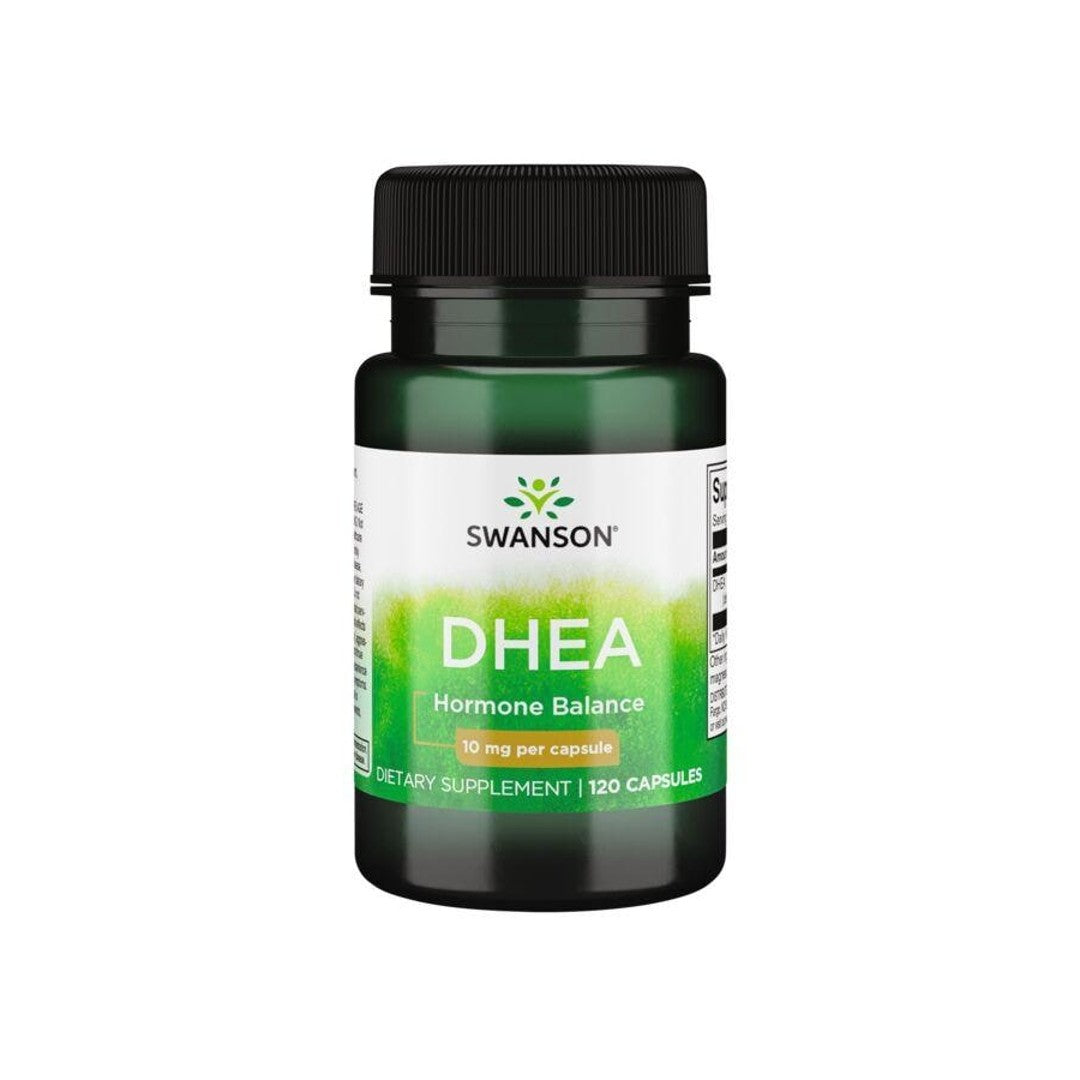 Un flacone di Swanson DHEA - 10 mg 120 capsule.