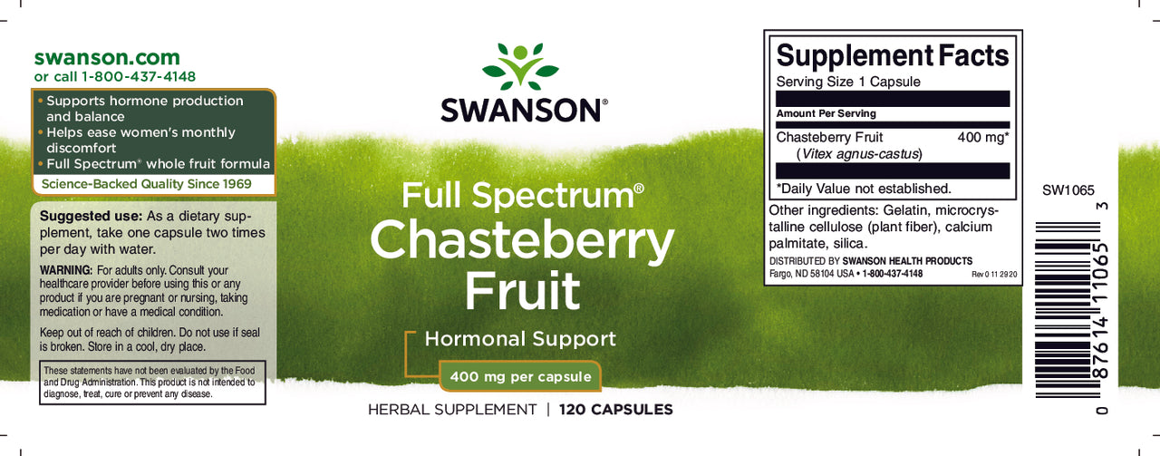 Swanson Frutto dell'agnocasto - 400 mg 120 capsule.