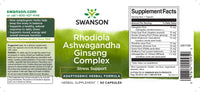 Anteprima per Swanson Complesso adattogeno Rhodiola, Ashwagandha e Ginseng - 60 capsule.