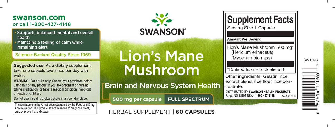 Fungo della criniera di leone - 500 mg 60 capsule - etichetta