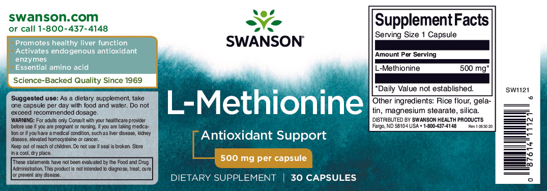 L-Metionina - 500 mg 30 capsule - etichetta