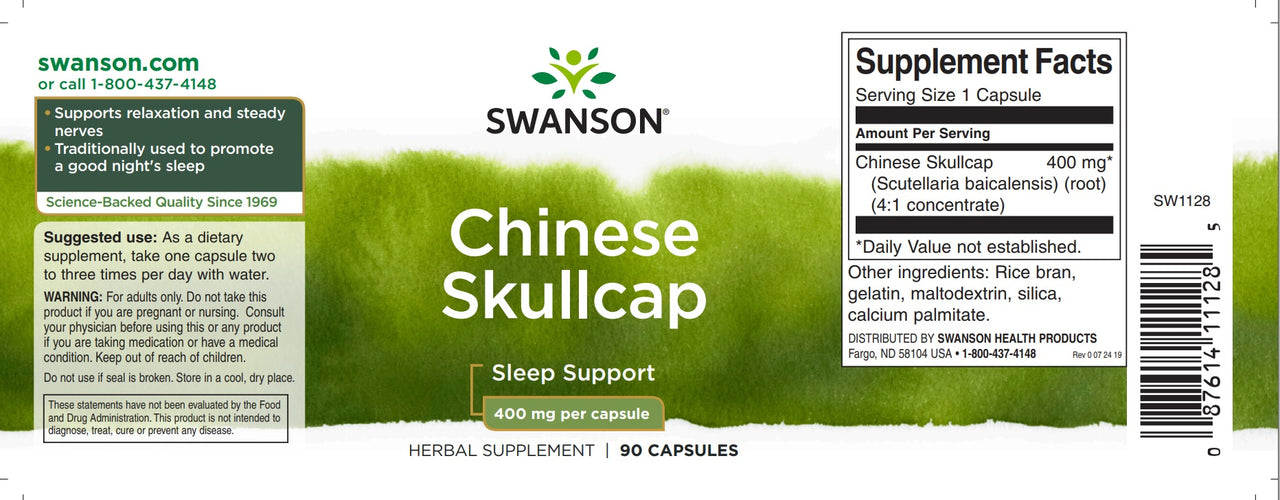 Un'etichetta verde e bianca per la piantaggine cinese - 400 mg 90 capsule di Swanson.