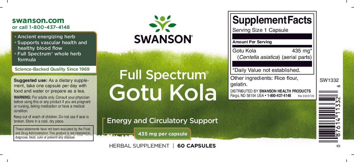 Swanson Gotu kola - 435 mg 60 capsule.