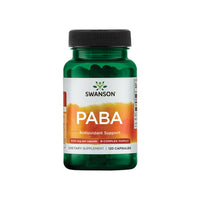 Miniatura per Un flacone di Swanson PABA - 500 mg 120 capsule, noto per i suoi effetti benefici sulla formazione dei globuli rossi e sulla salute della pelle.