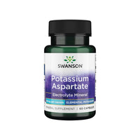 Miniatura di un flacone di integratore alimentare Swanson's Potassio Aspartato - 99 mg 90 capsule.