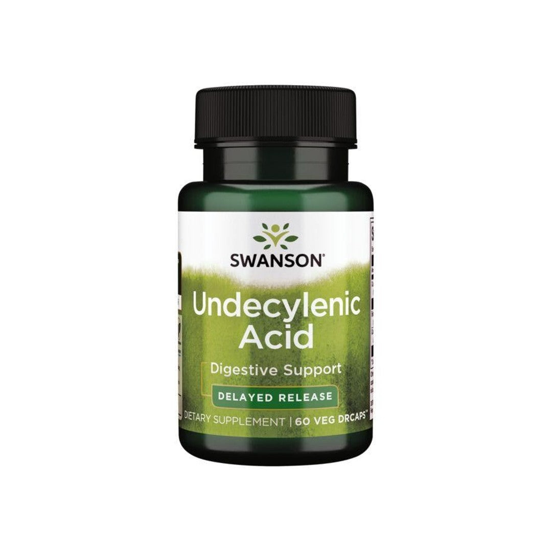 Swanson offre Acido Undecilenico - 60 capsule vegetali, che promuove il benessere del tratto gastrointestinale e sostiene l'ecosistema interno.