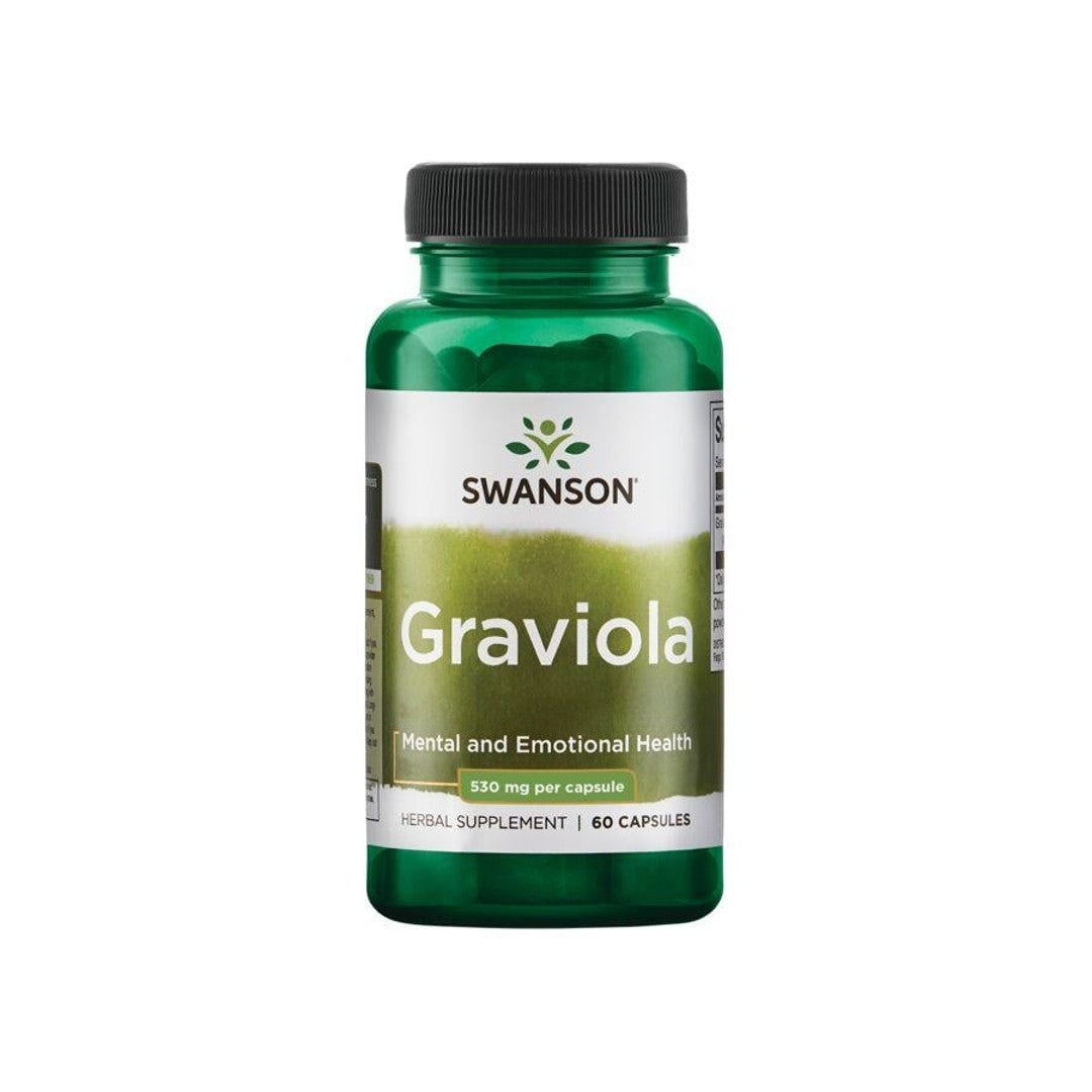 Un flacone di Swanson Graviola - 530 mg 60 capsule.