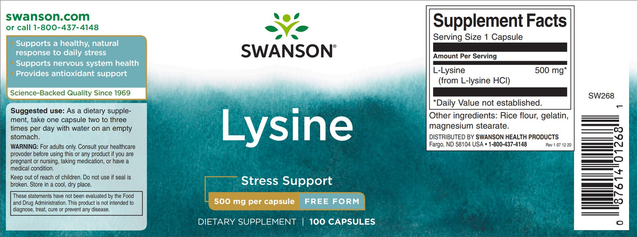 L-Lisina - 500 mg 100 capsule - etichetta