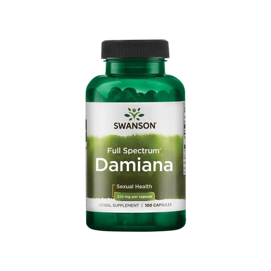 Un flacone di Damiana di Swanson- 510 mg 100 capsule.