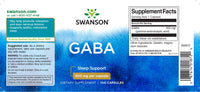 Miniatura dell'etichetta dell'integratore Swanson GABA - 500 mg 100 capsule.