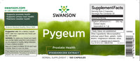 Miniatura di un'etichetta di Swanson Pygeum - 500 mg 100 capsule, che promuove la salute della prostata e del tratto urinario.