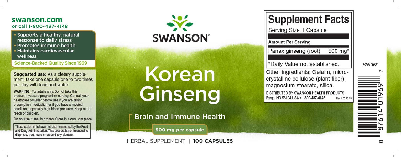 Ginseng coreano - 500 mg 100 capsule - etichetta